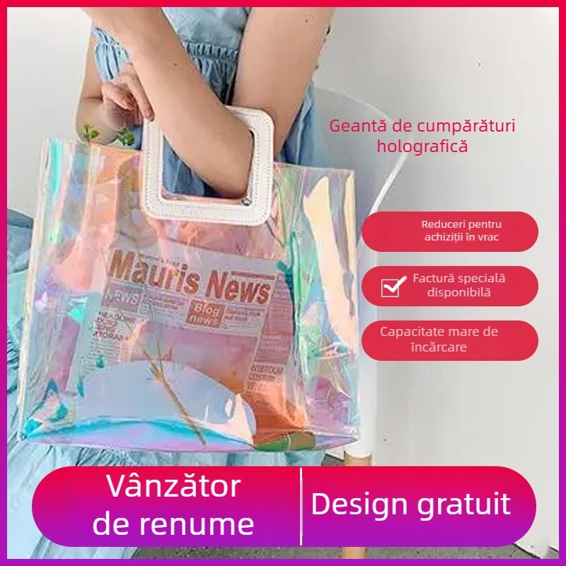 Geantă de mână personalizată din PVC cu laser, TPU colorat (material EVA) – geantă de cumpărături / cadou