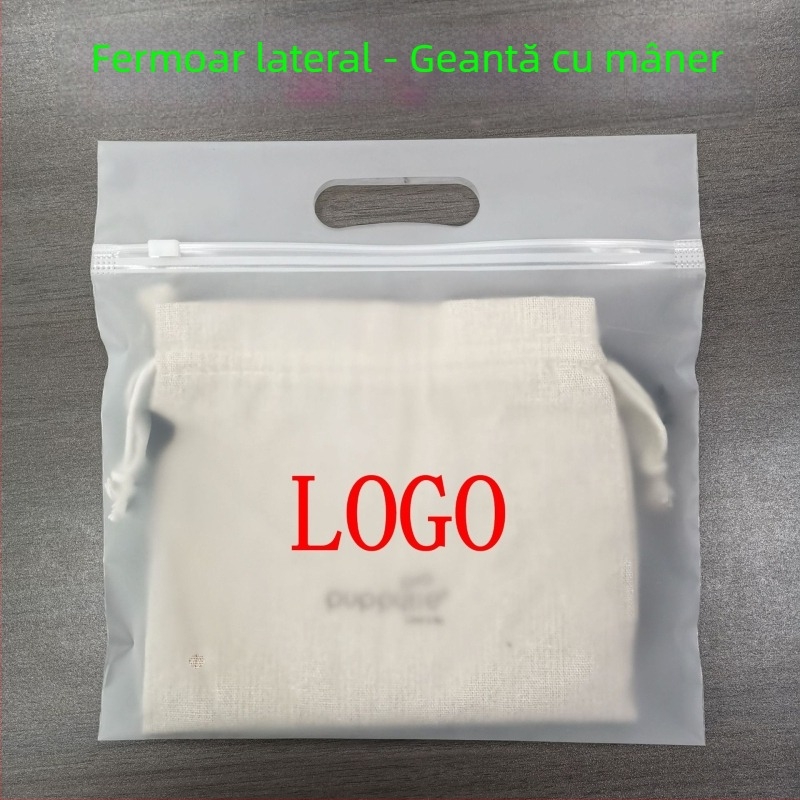Genti tote din plastic cu imprimare personalizată, genți CPE cu fermoar mat, pentru încheieturi, în formă de os, ambalaje de îmbrăcăminte de lux.