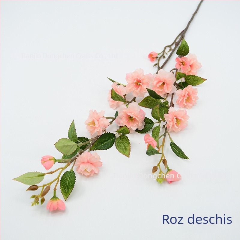 Camellia pe un singur ram, floare artificială din mătase, pentru decor de nuntă, plantă decorativă pentru vitrine și aranjamente de masă