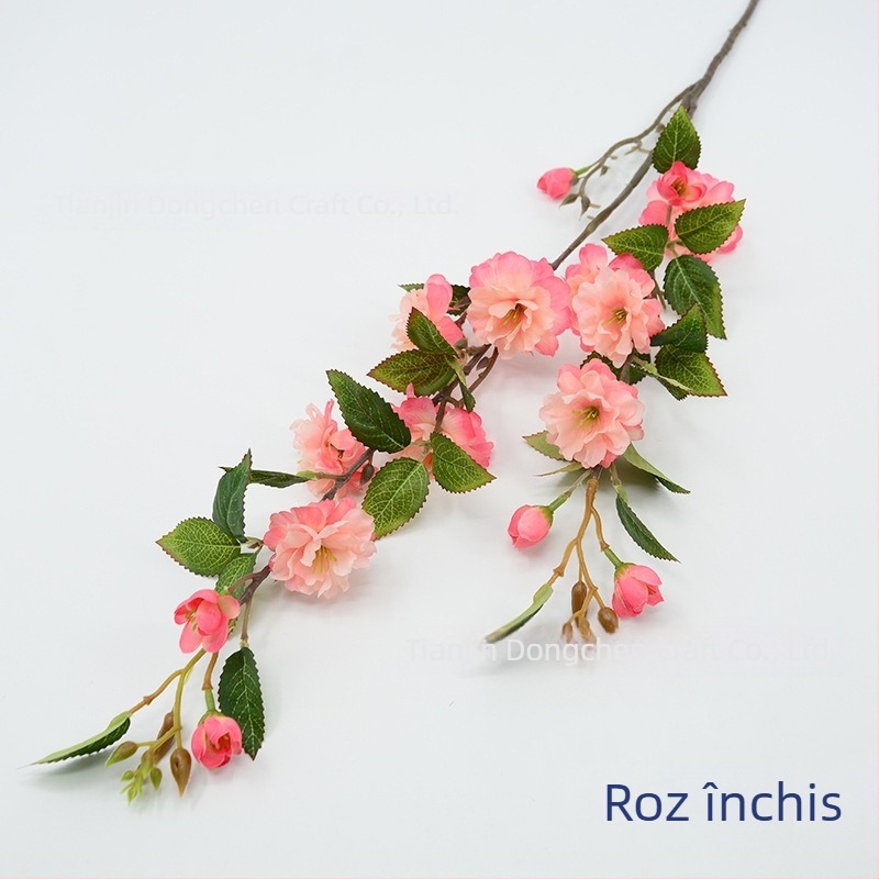 Camellia pe un singur ram, floare artificială din mătase, pentru decor de nuntă, plantă decorativă pentru vitrine și aranjamente de masă