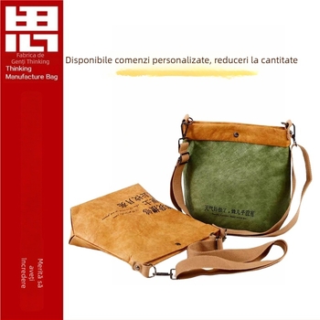 Geantă crossbody din hârtie Dupont cu logo personalizat, kraft vintage, husă compactă pentru telefon