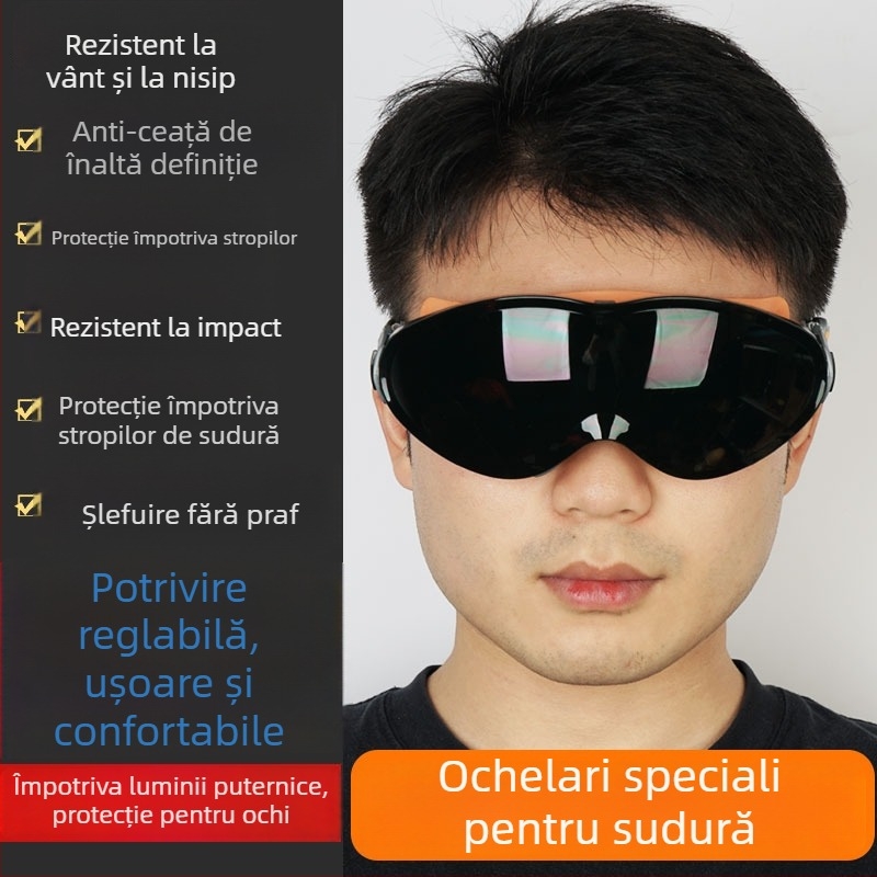 Ochelari de protecție pentru sudură, lentile verzi închise, ramă portocalie, anti ceață, rezistenți la vânt și praf, protecție oculară pentru sudori