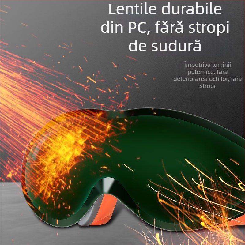 Ochelari de protecție pentru sudură, lentile verzi închise, ramă portocalie, anti ceață, rezistenți la vânt și praf, protecție oculară pentru sudori