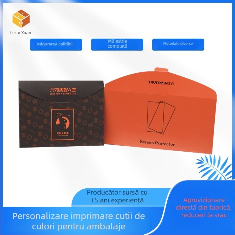 Cutie colorată personalizată pentru ambalarea cutiilor de telefoane mobile, pungă pentru folie de protecție și pungă roșie de Anul Nou