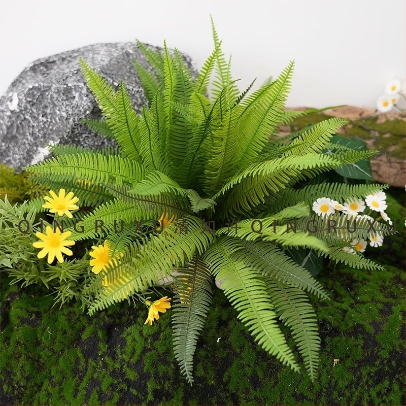 Ferigi artificiale pentru peisaje – Ferigă persană, perete cu plante tropicale pentru fotografie și decor de interior