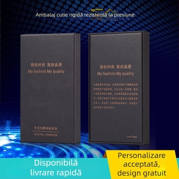 Cutie de ambalaj pentru husă de telefon, carton kraft negru, capac dublu, compatibil cu iPhone 13/14 Pro, neutră universal, cutie cadou cu folie din sticlă temperată