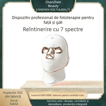 Mască LED colorată pentru față cu dispozitiv de înfrumusețare tactil pentru gât — terapie cu fotoni, set pentru uz casnic
