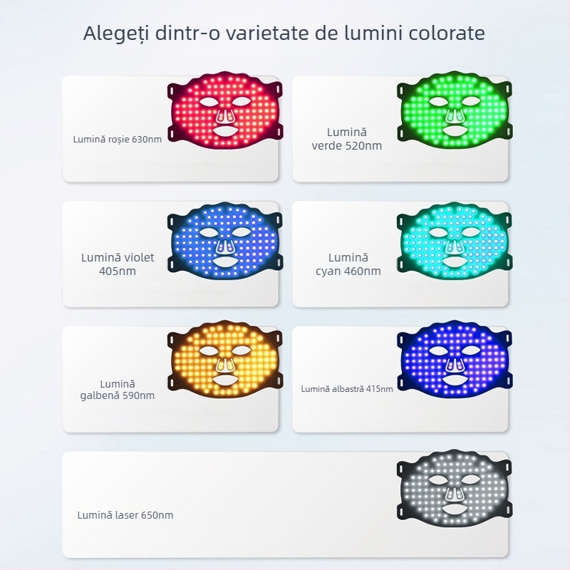 Dispozitiv nou pentru mască facială din silicon, mască LED foton și lumină infraroșie colorată pentru înfrumusețare