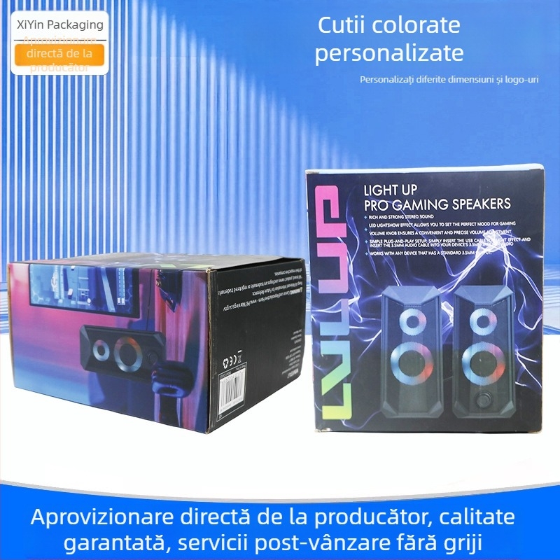 Ambalaj color personalizat pentru difuzor Bluetooth, cutie din carton ondulat pentru căști over-ear, cutie cu bază decupată