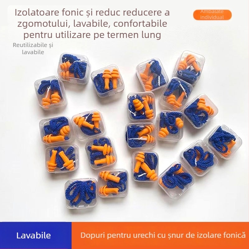 Dopuri de urechi din silicon cu sârmă, în formă de brad de Crăciun, lavabile, portocalii, izolare fonică și protecție a auzului, potrivite pentru somn, studiu, muncă și călătorii