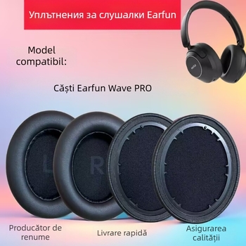 Capace din piele pentru căștile Earfun Wave Pro, perne pentru urechi cu izolare fonică, capace din piele pentru urechi, accesorii pentru căști