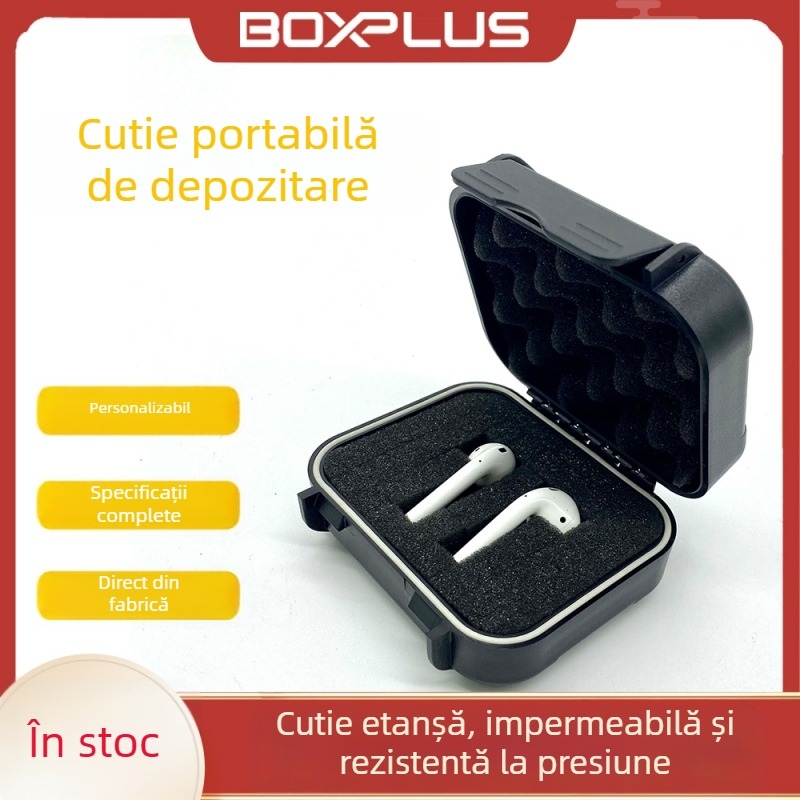 X-5002 Cutie portabilă multifuncțională pentru căști, organizator de cabluri, buzunar pentru USB și spațiu de depozitare pentru căști, cutie de protecție impermeabilă