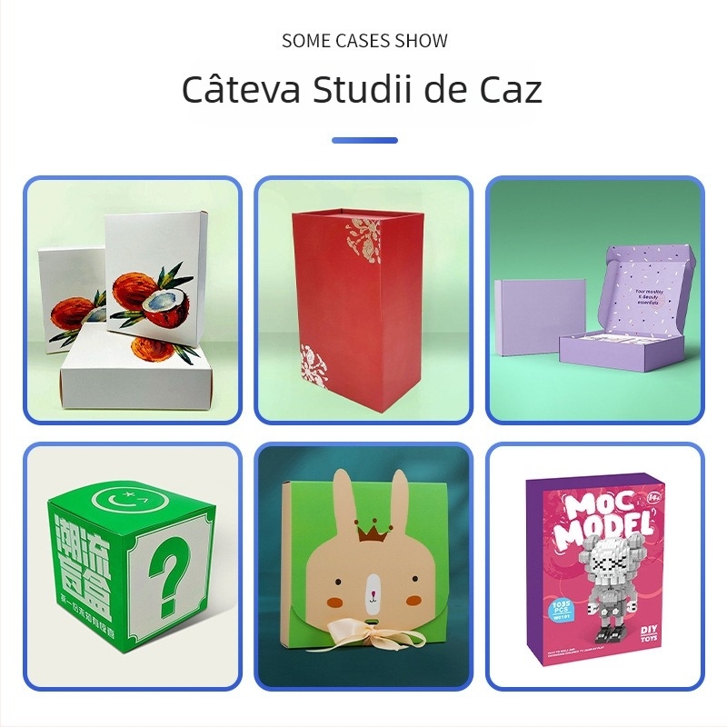 Cutie din carton ondulat cu sertar interior, compartimente pentru căști și brățară, carton imprimat pliabil.