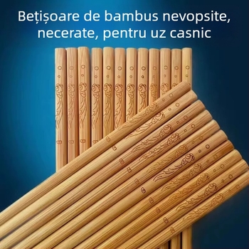 Bețișoare de bambus natural gravate, de înaltă calitate, fără lac, antiderapante, pentru uz casnic și în restaurante