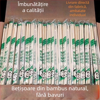 100 perechi bețișoare de unică utilizare din bambus, ambalate individual, pentru uz casnic și comercial