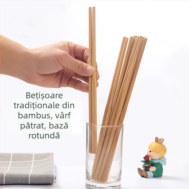 Bețișoare de bambus, cap pătrat, pentru uz casnic, stil tradițional chinezesc, fără vopsea și ceară, biodegradabile.