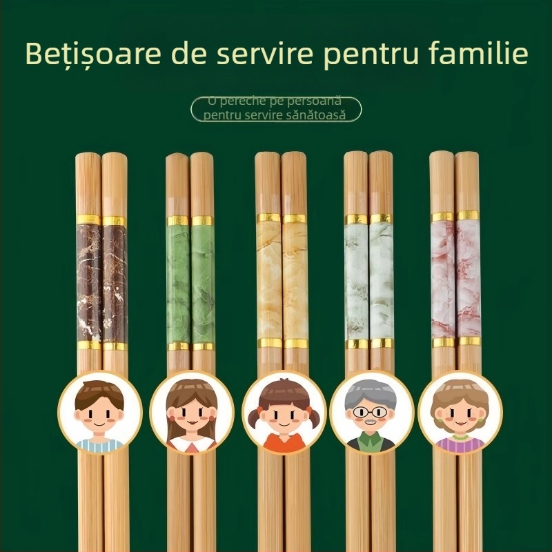 Bețișoare din bambus de înaltă calitate pentru uz casnic, lungi, rezistente la temperaturi înalte, antibacteriale, antialunecare, anti-mucegai, stil Chinezesc