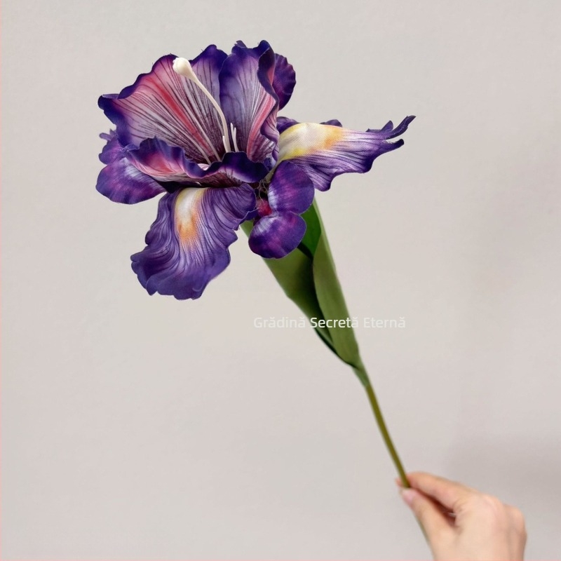 Floare artificială iris Alice, culori Van Gogh, stil pictură în ulei, pentru decor de sufragerie și aranjamente de nuntă