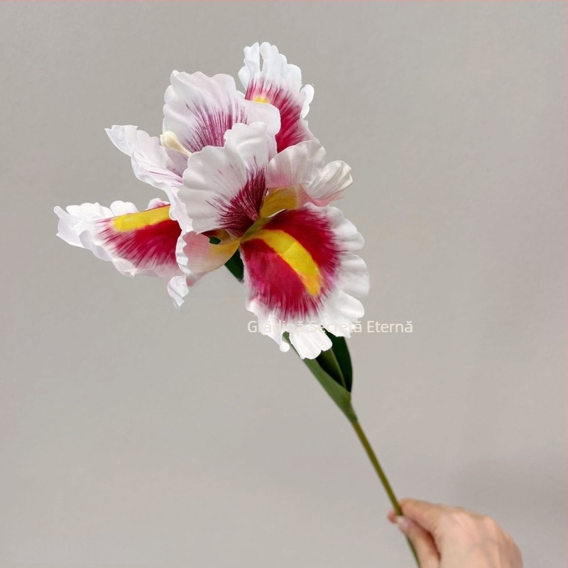 Floare artificială iris Alice, culori Van Gogh, stil pictură în ulei, pentru decor de sufragerie și aranjamente de nuntă