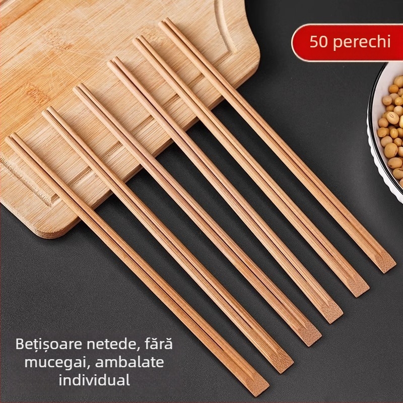 Chopsticks de unică folosință din bambus, fără vopsea sau ceară, ambalate individual pentru take-away și restaurante fast-food, pentru uz casnic și comercial, biodegradabile