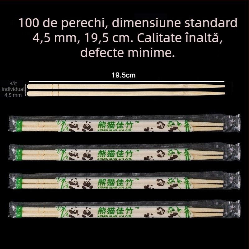 Chopsticks de unică folosință din bambus, fără vopsea sau ceară, ambalate individual pentru take-away și restaurante fast-food, pentru uz casnic și comercial, biodegradabile