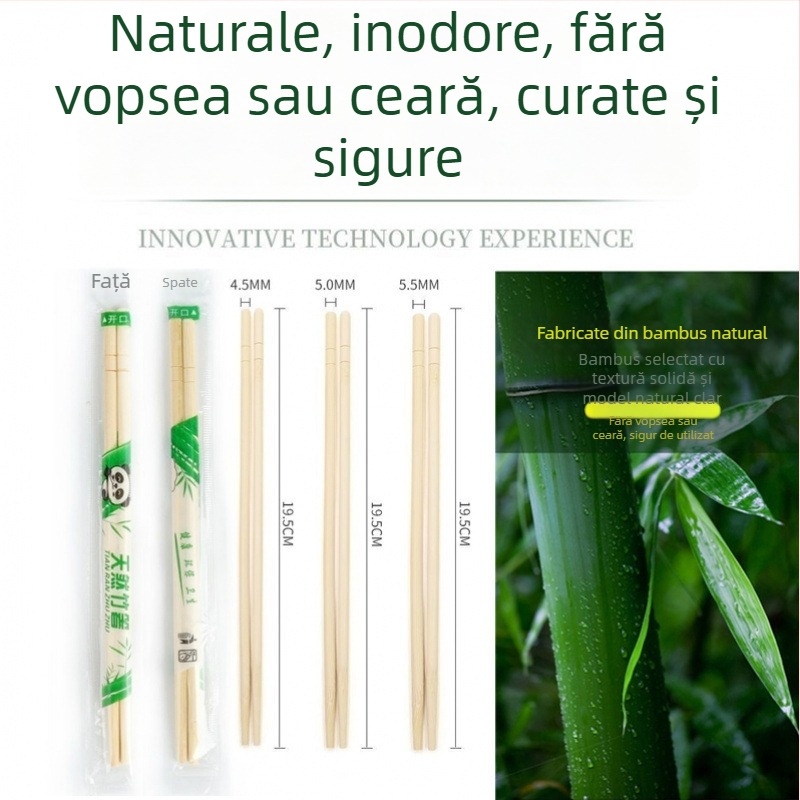 Bețișoare de bucătărie din bambus, o singură utilizare, mai groase și mai lungi, igienice pentru restaurante, ambalare individuală