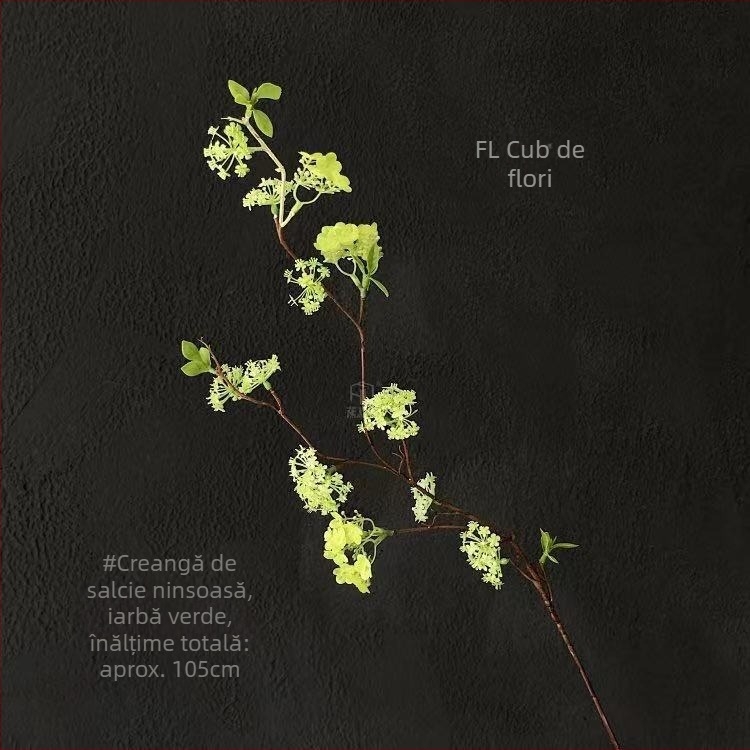 Ramuri artificiale Snow Willow pentru decor interior, aranjamente florale de casă și accesorii pentru ședințe foto, până la 10 cm