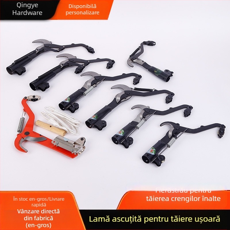 Aoye Tăietor Telescopic pentru Ramuri, pentru Recoltarea Fructelor, Fierăstrău pentru Ramuri Înălțate și Foarfă de Grădină