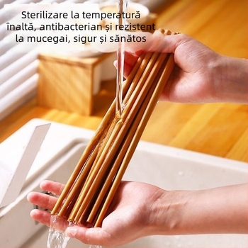 Bețișoare de bambus de unică folosință, carbonizate, mai groase și mai lungi, ambalate individual.
