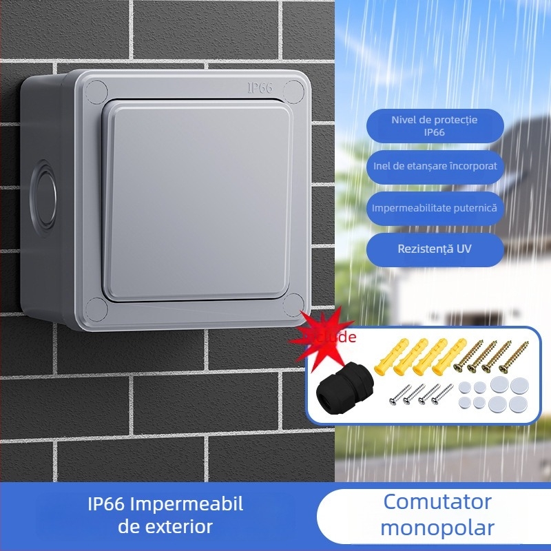 Cutie externă impermeabilă pentru întrerupător cu buton, panou rezistent la ploaie pentru control unic/dublu, montaj pe perete, alimentare industrială