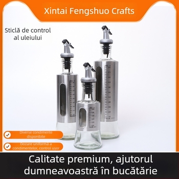 Sticlă de ulei din sticlă, cu control al scurgerilor, pentru bucătărie și grătar.