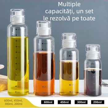 Sticlă de ulei pentru bucătărie, stil japonez, cu capac sigilat – pentru sos de soia, oțet, miere și ulei de susan, fără picurare, pentru exterior