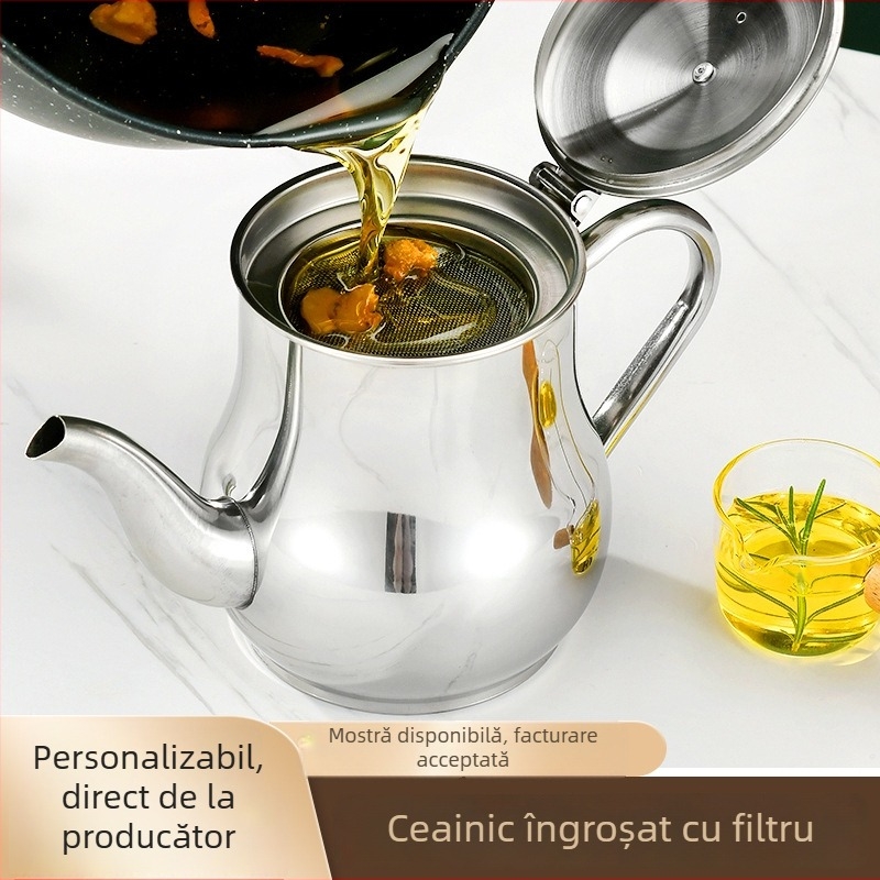Recipient din oțel inoxidabil pentru ulei cu filtru, separator de ulei, rezervor de stocare a uleiului și recipient multifuncțional pentru condimente cu filtru