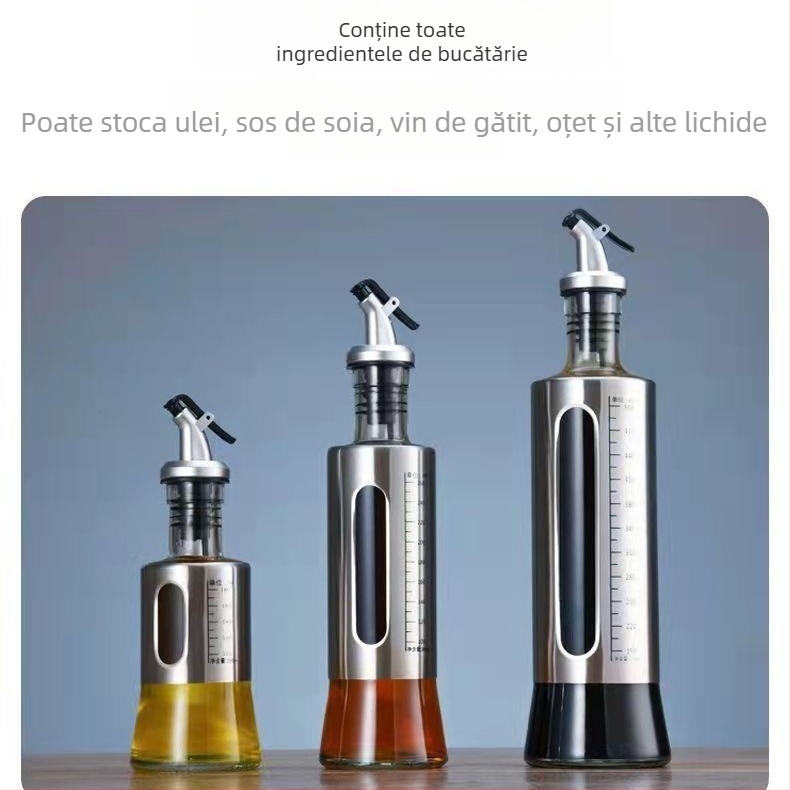 Recipient de ulei din oțel inoxidabil cu scară de măsurare, recipient pentru condimente în bucătărie