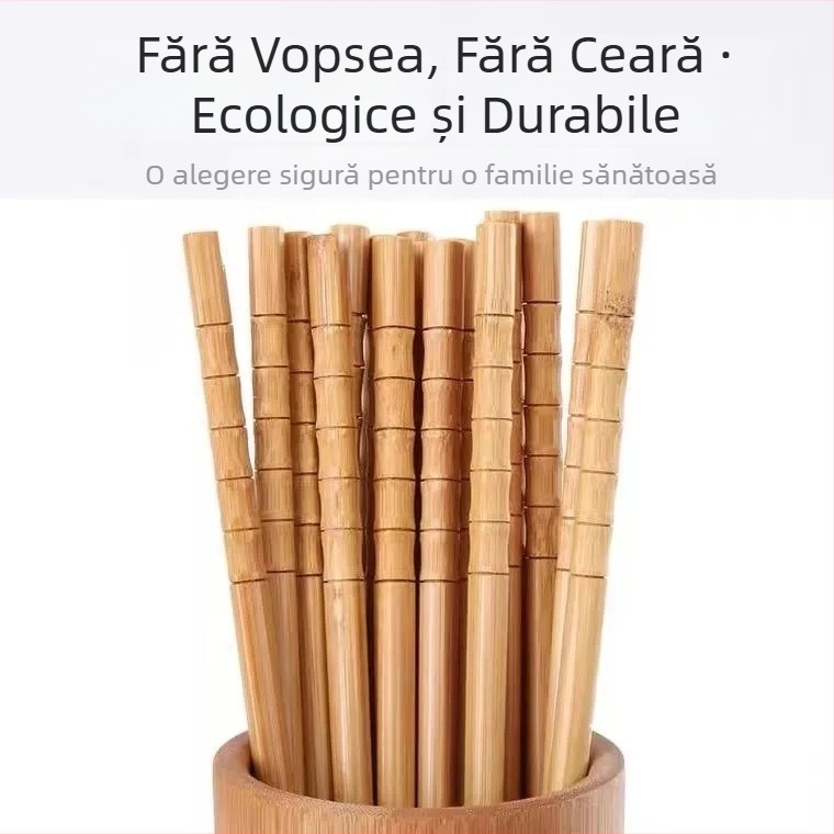 Bețișoare din bambus carbonizat, pentru uz casnic, fără lac și fără ceară, set antiderapant, accesorii pentru masă