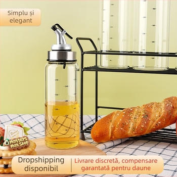 Sticlă de ulei din borosilicat, rezistentă la temperaturi înalte, cu dop etanș, pentru ulei, sos de soia, oțet matur și condimente.