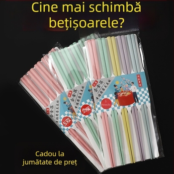 Bețișoare de mâncare din aliaj, nuanțe pastel Macaron, design octagonal, rezistente la temperaturi înalte, antiderapante, împotriva mucegaiului, câte o pereche pentru fiecare persoană