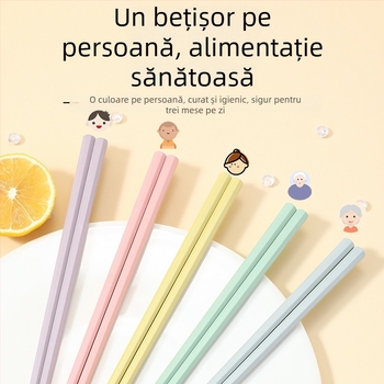 Bețișoare de mâncare din aliaj, nuanțe pastel Macaron, design octagonal, rezistente la temperaturi înalte, antiderapante, împotriva mucegaiului, câte o pereche pentru fiecare persoană
