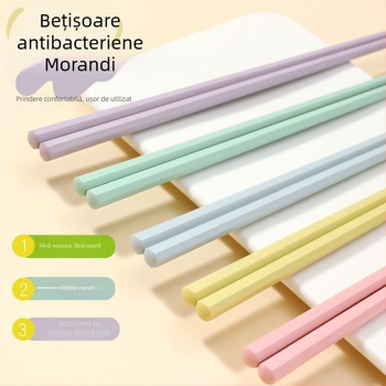 Bețișoare de mâncare din aliaj, nuanțe pastel Macaron, design octagonal, rezistente la temperaturi înalte, antiderapante, împotriva mucegaiului, câte o pereche pentru fiecare persoană