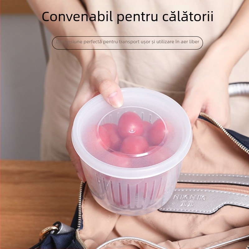 Set de recipiente pentru depozitare în frigider cu drenaj pentru ceapă verde, ghimbir și usturoi — recipiente din plastic sigilate