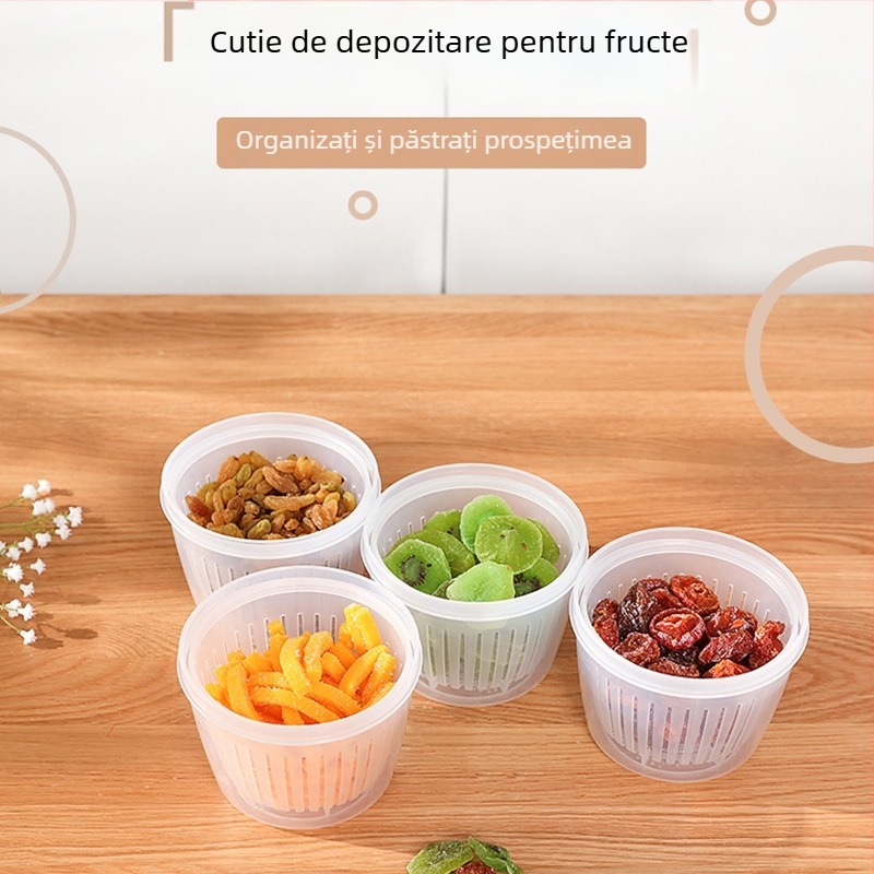 Set de recipiente pentru depozitare în frigider cu drenaj pentru ceapă verde, ghimbir și usturoi — recipiente din plastic sigilate