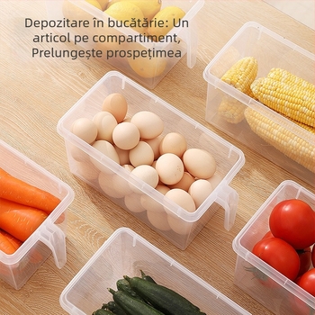 Cutie transparentă de depozitare pentru frigider, tip sertar, etanșă, pentru ouă și alimente