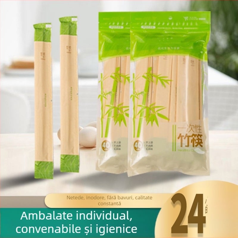Bețe de bambus de unică folosință, ambalate individual, suprafață netedă, fără miros, fără bavuri, 40 perechi în pachet, pentru uz comercial