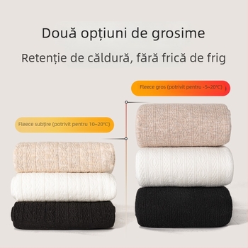 Colanți groși cu fleece pentru iarnă, albi