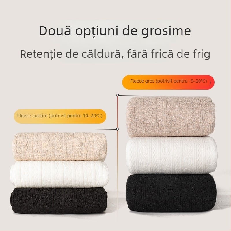 Colanți groși cu fleece pentru iarnă, albi