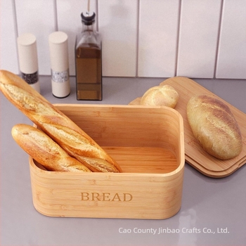 Cutie de pâine din bambus cu capac, cutie de depozitare din lemn pentru produse de panificație