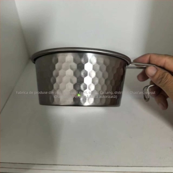 Shera Bowl – Bol din oțel inoxidabil 304 cu mâner, multifuncțional pentru utilizare zilnică, birou și călătorii, portabil, cu suprafață ciocănită, diametrul 11–11,9 cm