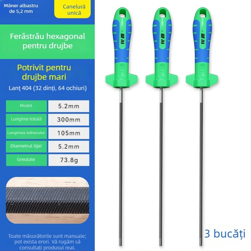 Fișier hexagonal pentru lanț de drujbă, unealtă de ascuțire a lanțului, fișier rotund