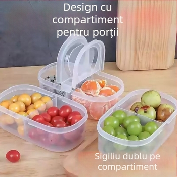 Cutie pentru fructe pentru camping și picnic, cutie de gustări de calitate alimentară, cutie portabilă sigilată pentru depozitare cu porții