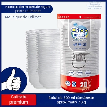 Bol de plastic de unică folosință, 500 ml, cu plasă transparentă, pentru uz casnic